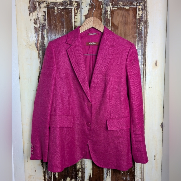MaxMara Studio Italian Linen Blazer – Fuchsia Tailored Jacket – XXS/XS - Picture 2 of 13